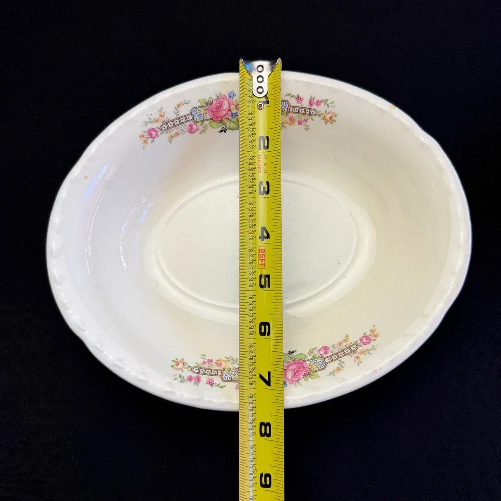 Vintage Crooksville China Co Floral 3pc Set Bowl Plate Saucer 644 Pink Rose USA
